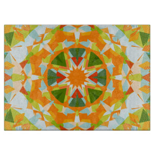 Bright Orange Vibrant Green Star Kitsch Eclectic Cutting Board