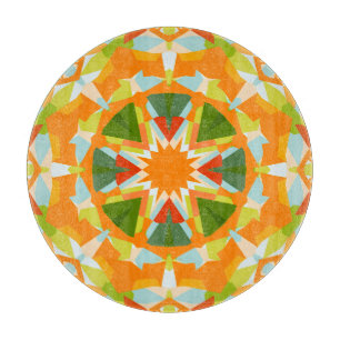 Bright Orange Vibrant Green Star Kitsch Eclectic Cutting Board