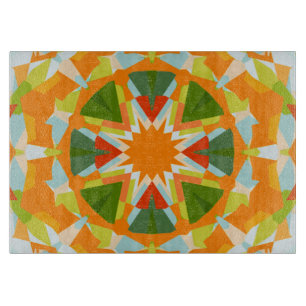 Bright Orange Vibrant Green Star Kitsch Eclectic Cutting Board