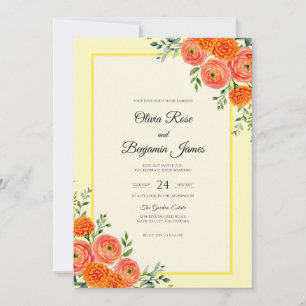 Bright Orange Vine Wedding Invitation