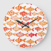 Bright Orange Watercolor Fish Pattern