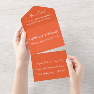 Bright Orange Wedding Invite Minimalist