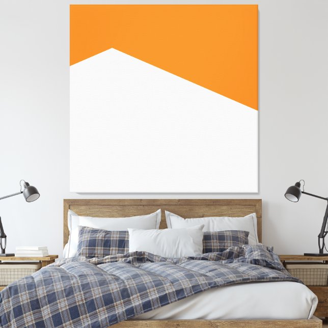 Bright Orange White Geometric Art Colour Block  Canvas Print (Insitu(Bedroom))