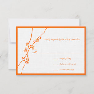Bright Orange Wild Flower Branch Wedding RSVP Card