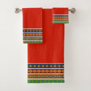 Bright ornamental design bath towel set