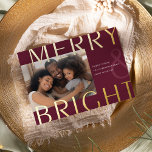 Bright Overlay | Modern Photo Gold<br><div class="desc">A modern and colourful holiday card featuring a horizontal or landscape-orientated photo with "Merry & Bright" overlaid in oversized gold foil lettering. Personalise with your custom holiday greeting,  family name,  and the year. A chic and modern minimalist choice for your Christmas 2022 cards.</div>