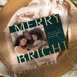 Bright Overlay | Modern Photo Gold<br><div class="desc">A modern and colourful holiday card featuring a horizontal or landscape-orientated photo with "Merry & Bright" overlaid in oversized gold foil lettering. Personalise with your custom holiday greeting,  family name,  and the year. A chic and modern minimalist choice for your Christmas greetings.</div>
