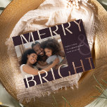 Bright Overlay | Modern Photo Rose Gold<br><div class="desc">A modern and colourful holiday card featuring a horizontal or landscape-orientated photo with "Merry & Bright" overlaid in oversized rose gold foil lettering. Personalise with your custom holiday greeting,  family name,  and the year. A chic and modern minimalist choice for your Christmas greetings.</div>