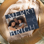Bright Overlay | Modern Photo Silver<br><div class="desc">A modern and colourful holiday card featuring a horizontal or landscape-orientated photo with "Merry & Bright" overlaid in oversized silver foil lettering. Personalise with your custom holiday greeting,  family name,  and the year. A chic and modern minimalist choice for your Christmas 2022 cards.</div>
