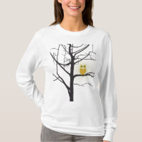 Bright Owl Sitting on Dry Tree Branch