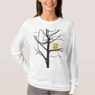 Bright Owl Sitting on Dry Tree Branch T-Shirt