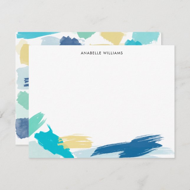Bright Paint Brush Strokes Custom Thank You Cards (Front/Back)