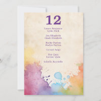 Bright paint splashes wedding seating chart