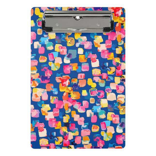 Bright Painted Abstract Square Pattern Mini Clipboard (Front)