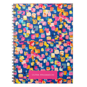 Bright Painted Abstract Square Pattern Notebook