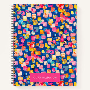 Bright Painted Abstract Square Pattern Notebook