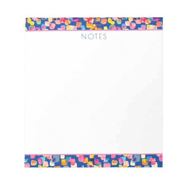 Bright Painted Abstract Square Pattern Notepad (Front)