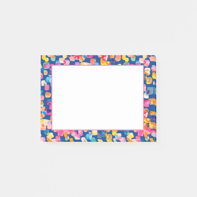 Bright Painted Abstract Square Pattern Post-it Notes (Front)