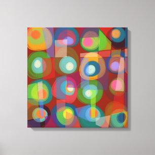 Bright Painted Circles Mid Century Abstract Canvas Print