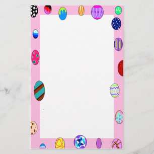 Bright Painted Egg Border Plain Easter Stationery