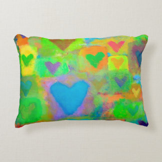 Bright Painted Hearts Decorative Cushion