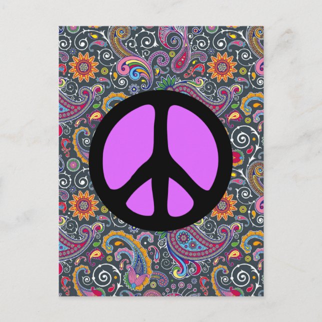 Bright Paisley on Flat Black Postcard (Front)