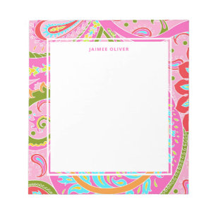 Bright Paisley Pink Personalized Notepad