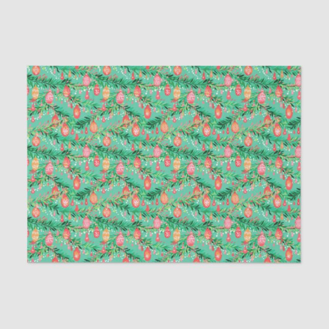 Bright Palm Beach Christmas Tree Ornaments Tissue Paper (Front)