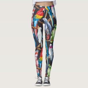 Bright parrot: tropical watercolor wallpaper. leggings