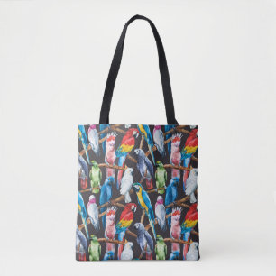 Bright parrot: tropical watercolor wallpaper. tote bag