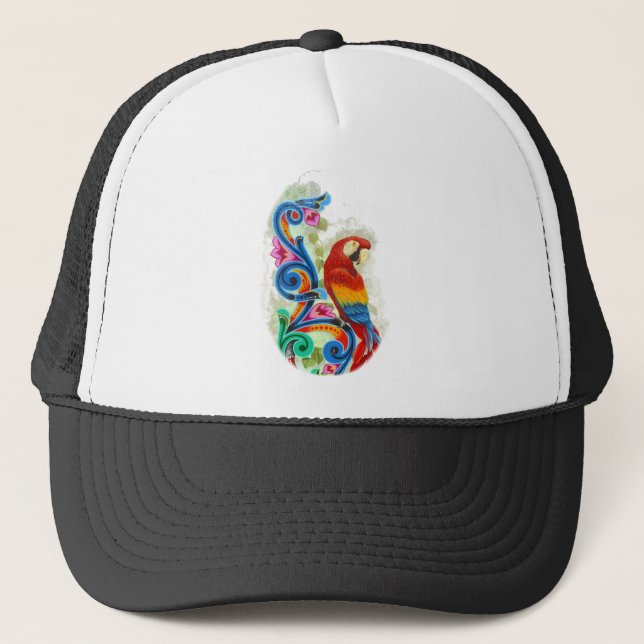bright parrot trucker hat (Front)