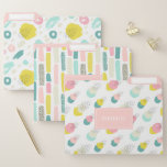 Bright Pastel Abstract Pattern Custom File Folders<br><div class="desc">Get organised with these colourful and modern file folders set. These customisable file folders feature three abstract patterns in the colours beige, yellow, pink and blue. These modern file folders are a perfect way to keep track of receipts, schedules and other important documents. You can personalise the text to suit...</div>