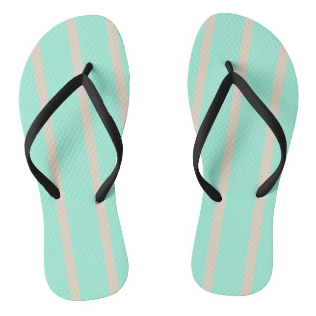 Bright pastel blue and grey striped lines jandals (Footbed)