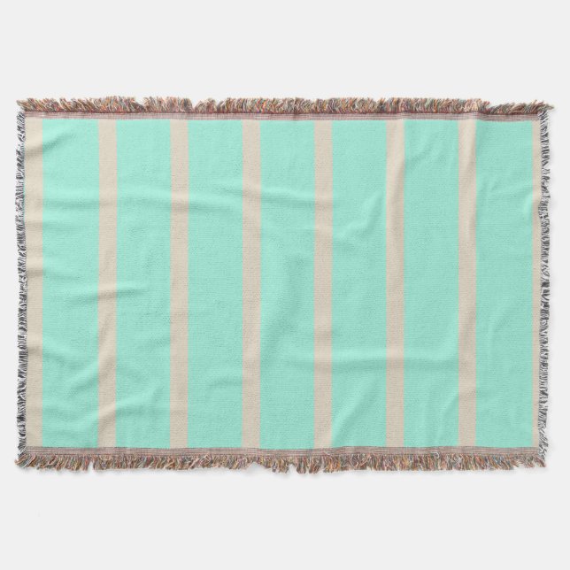 Bright pastel blue and grey striped lines throw blanket (Front)