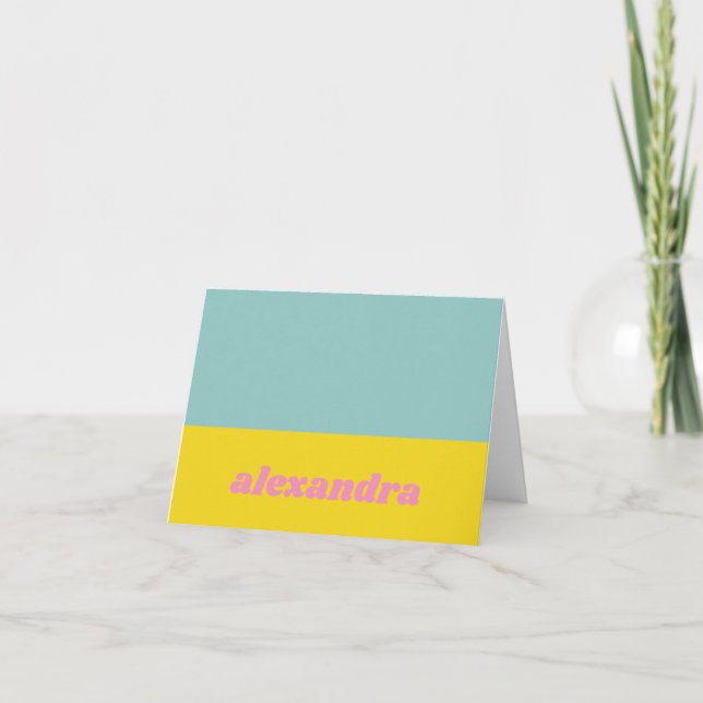 Bright Pastel Colour Block Personalised Note Card (Front)