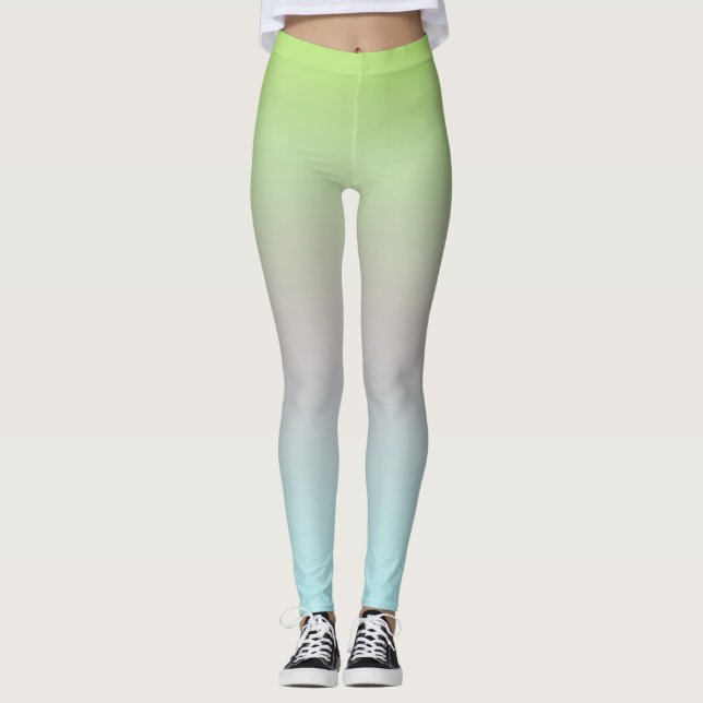Bright Pastel Colours Gradient Blue Pink Green Leggings (Front)