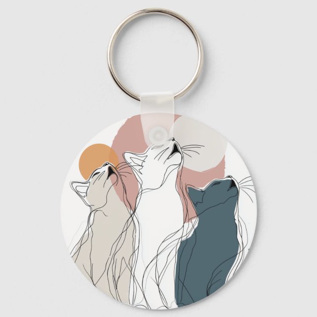 Bright Pastel Floral Circle Key Ring (Front)