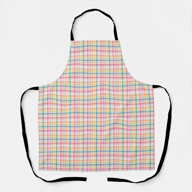 Bright Pastel plaid multicolour clan tartan Apron (Front)