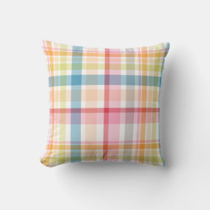 Bright Pastel plaid multicolour clan tartan Cushion