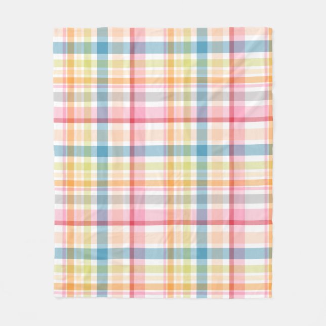 Bright Pastel plaid multicolour clan tartan Fleece Blanket (Front)
