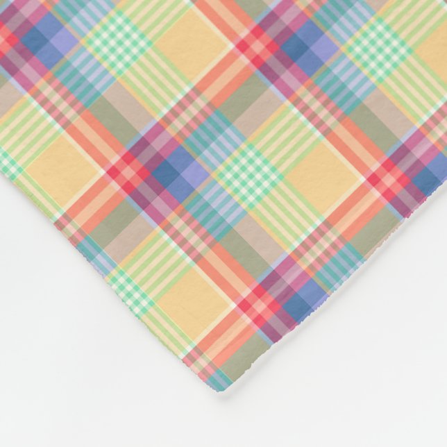 Bright Pastel Plaid Pattern Fleece Blanket (Corner)