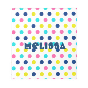 Bright Pastel Polka Dots with personalised name Notepad