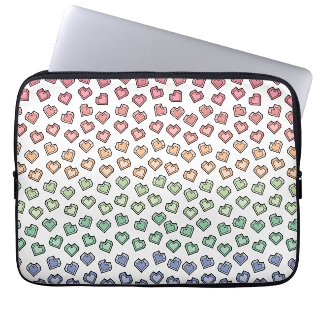 Bright Pastel Rainbow Gemstone Heart pattern Laptop Sleeve (Front)