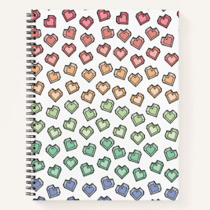 Bright Pastel Rainbow Gemstone Heart pattern Notebook