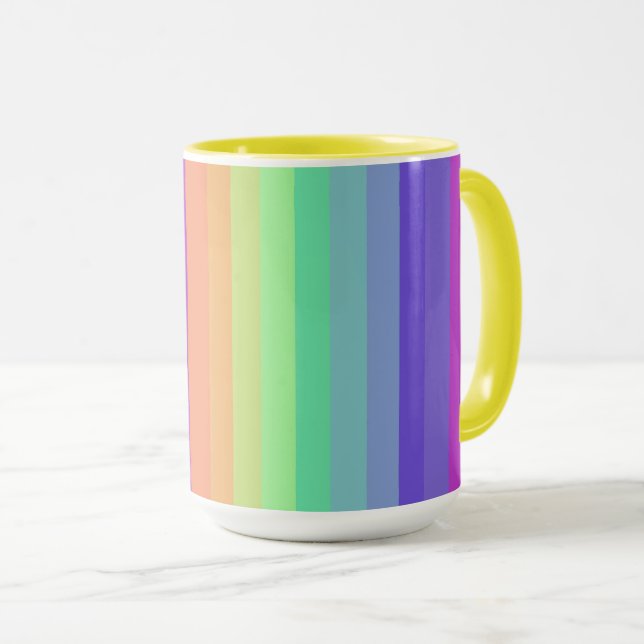 Bright Pastel Rainbow Stripe Mug (Front Right)