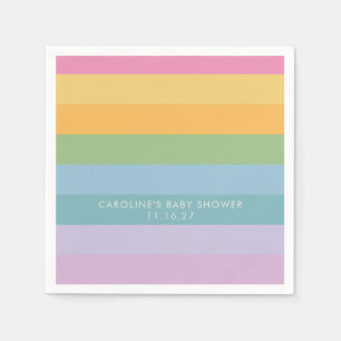Bright Pastel Stripe Purple Custom Baby Shower Napkin