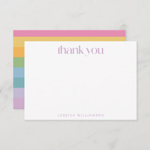 Bright Pastel Stripe Purple Custom Baby Shower  Thank You Card