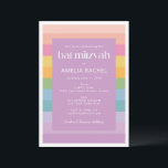 Bright Pastel Stripe Rainbow Purple Bat Mitzvah Invitation<br><div class="desc">Bright Pastel Stripe Rainbow Purple Bat Mitzvah Invitation</div>