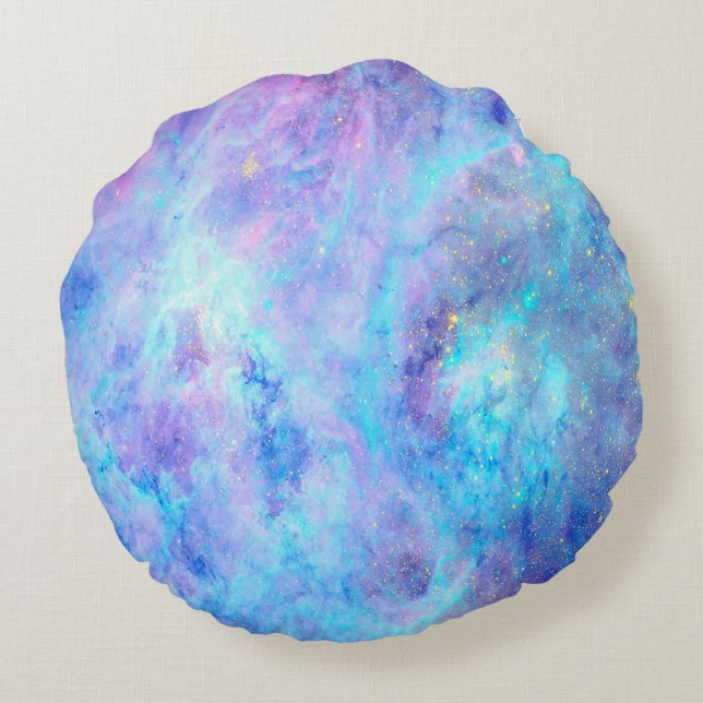 Bright Pastel Tarantula Nebula Round Pillow (Back)