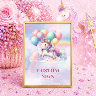 Bright Pastel Unicorn Magical Day Birthday Custom Poster